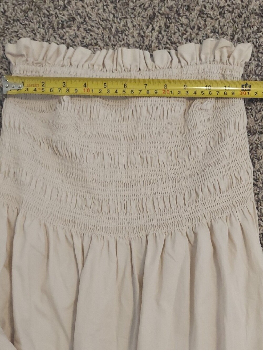 H&M Strapless Smocked Maxi Dress Light Beige 100% Cotton Size M - Picture 7 of 8